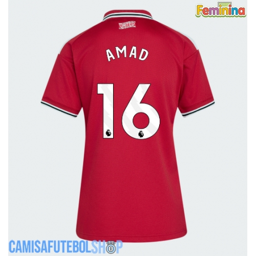Camisa de time de futebol Manchester United Amad Diallo #16 Replicas 1º Equipamento Feminina 2026-27 Manga Curta